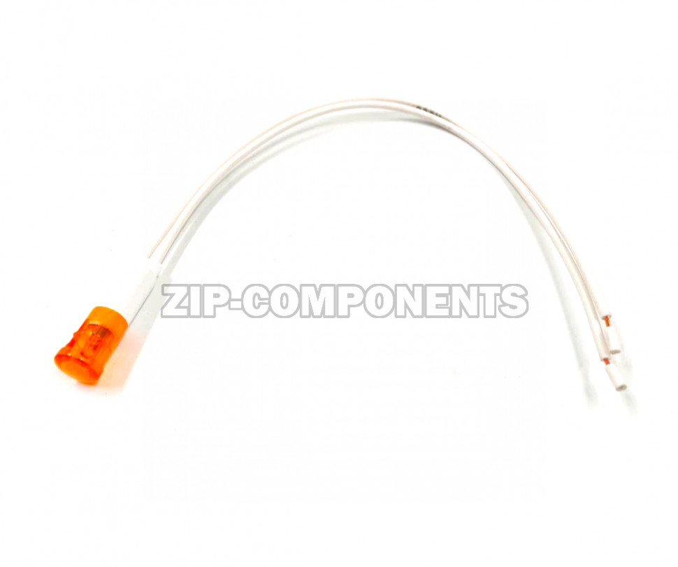 Световой индикатор желтый D=9мм с проводами 